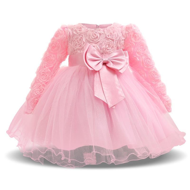 Luxury Handmade Pink Dress for Baby Girls' First Birthday