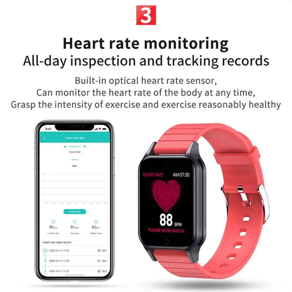 Body Temperature Smart Watch T96 Heart Rate Blood Pressure Fitness Tracker Bluetooth Smart Bracelet - Korvel