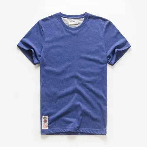 Camiseta Clásica de Algodón para Hombre con Cuello Redondo Sólido