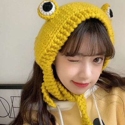 Cute Crochet Frog Beanie Hat for Women
