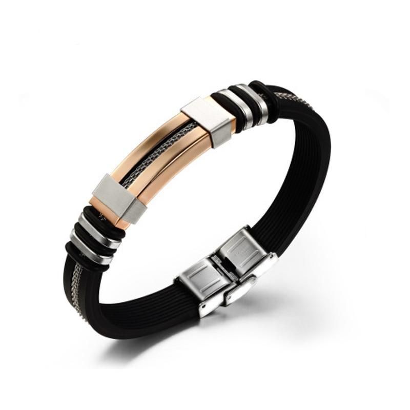 Stylish Stainless Steel and Silicone Bracelet for Men