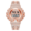 Montre numérique quartz LED dorée de luxe pour hommes