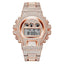 Montre numérique quartz LED dorée de luxe pour hommes