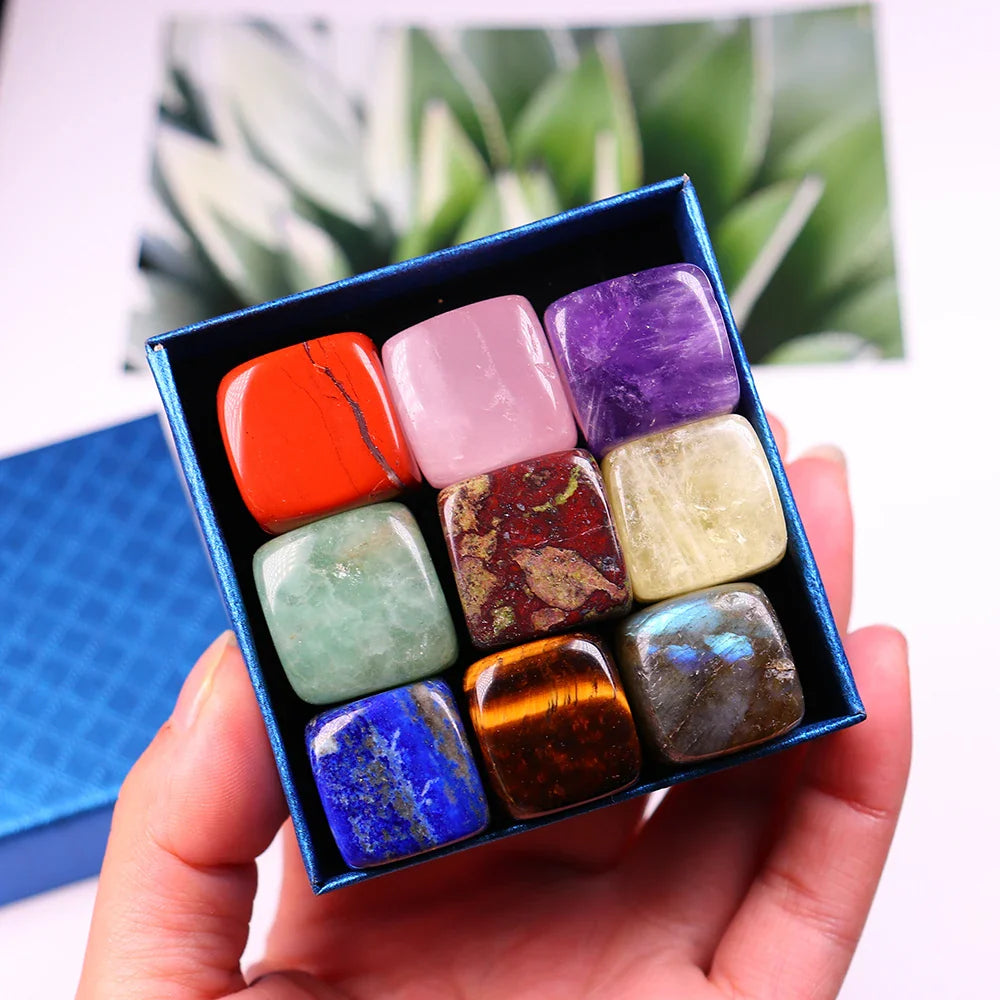9 Pcs/Set Natural Quartz Fossiles Block Gravel Crystals Agates Education Specimen Aura Stone Aquarium Decoration Gift Box - Korvel