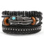 Vintage Black Bead Leather Bracelet for Men and Women