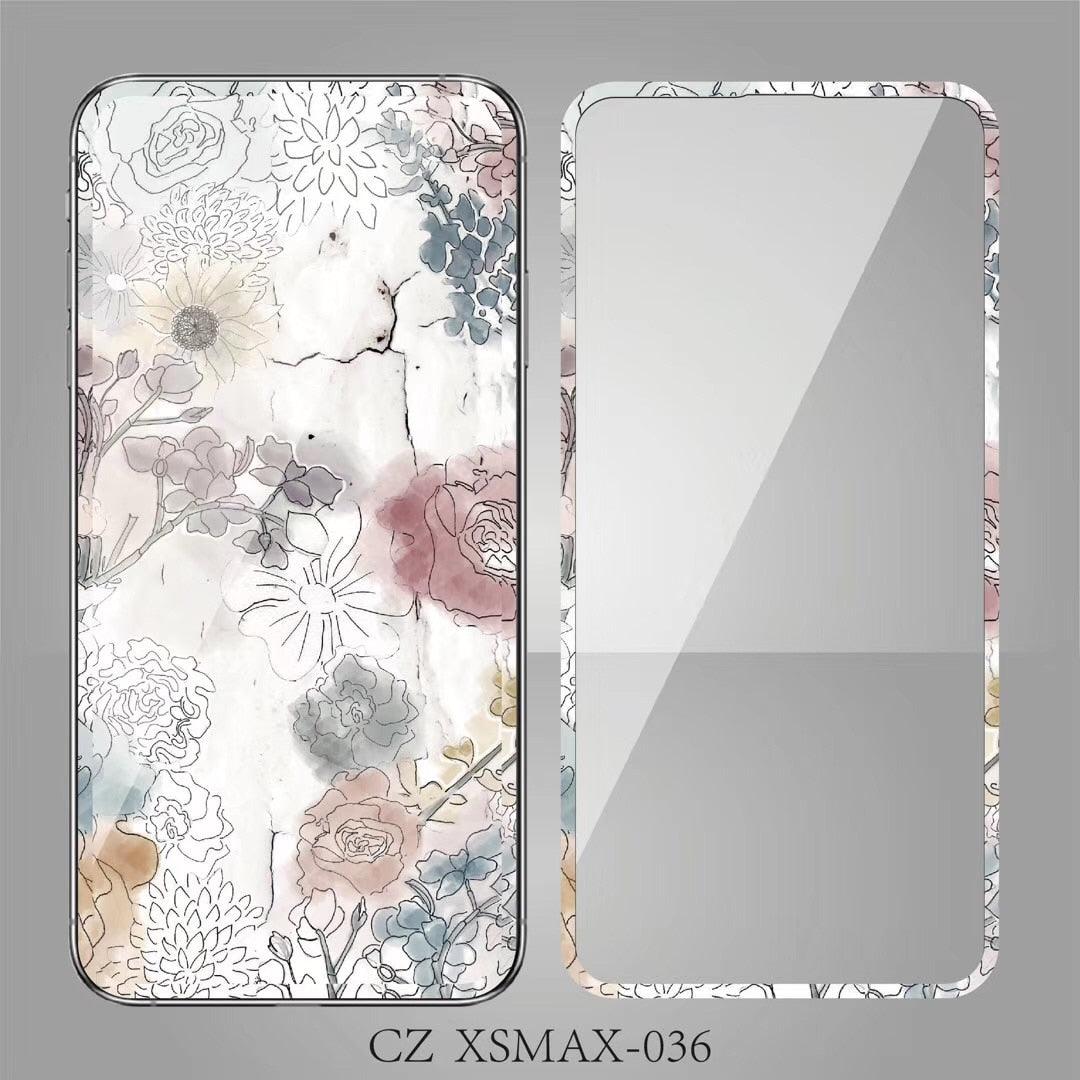 Protector de Pantalla de Vidrio Templado con Diseño de Flores en el Cielo de Moda para iPhone