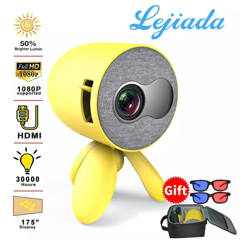 LEJIADA YG220 Mini Projector 3.5mm Audio Phone with screen Update Version Portable Pocket Cute Projector Video Player Kids Gift - Korvel