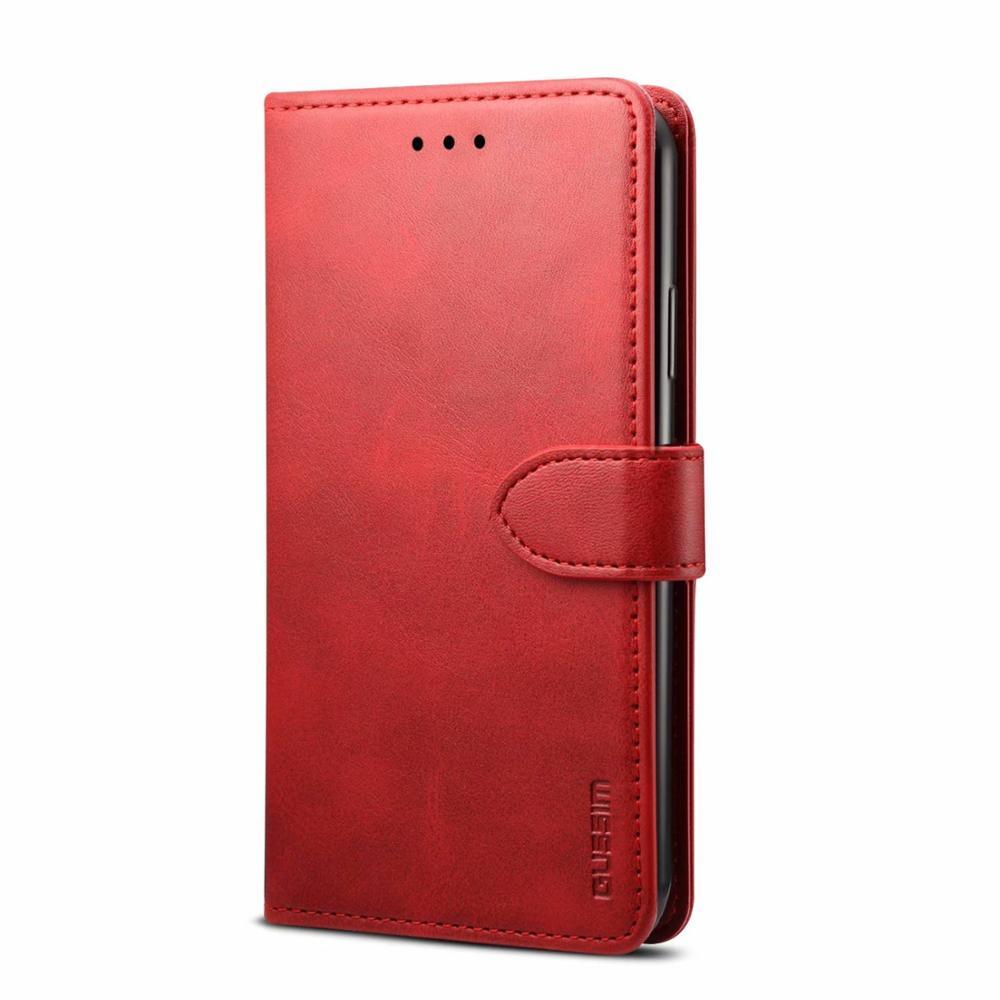 Luxury Red Leather Magnetic Flip Case for iPhone