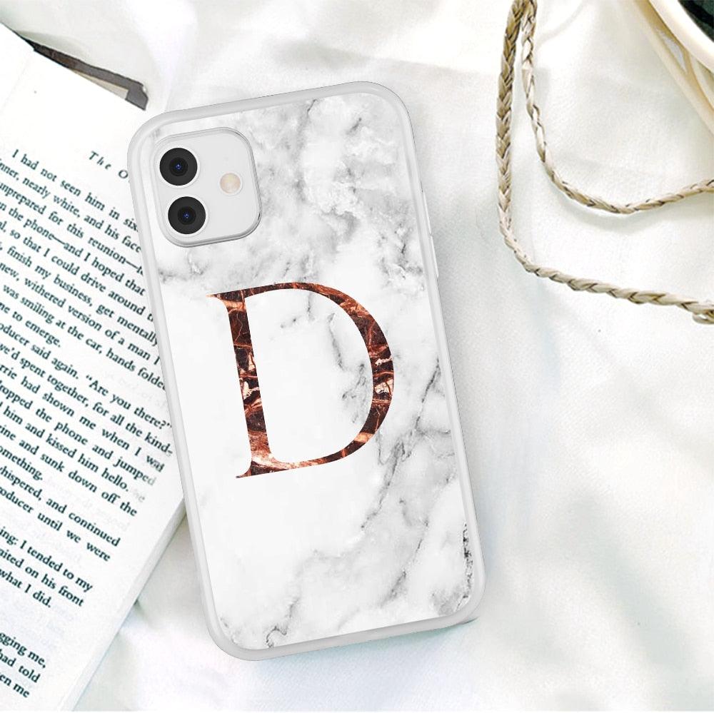 Funda de teléfono de textura de mármol blanco A-Z premium para iPhone 12 Mini