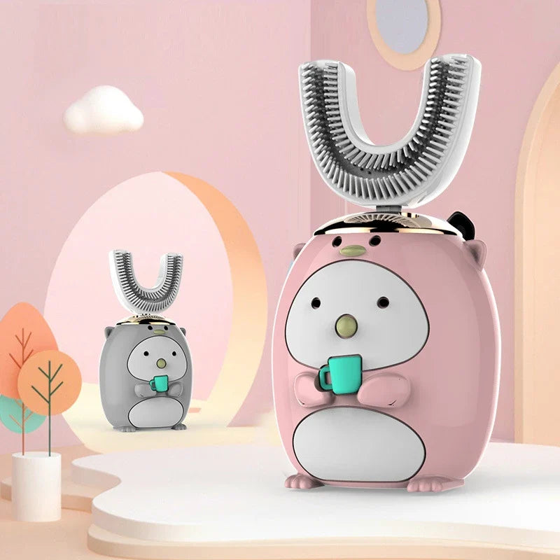 Smart U 360 Degrees Kids Sonic Electric Toothbrush Silicon USB Automatic Ultrasonic Teeth Tooth Brush Cartoon Pattern Children - Korvel