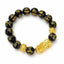 Obsidian Stone Beads Bracelet - Unisex Gold Black Pixiu Design
