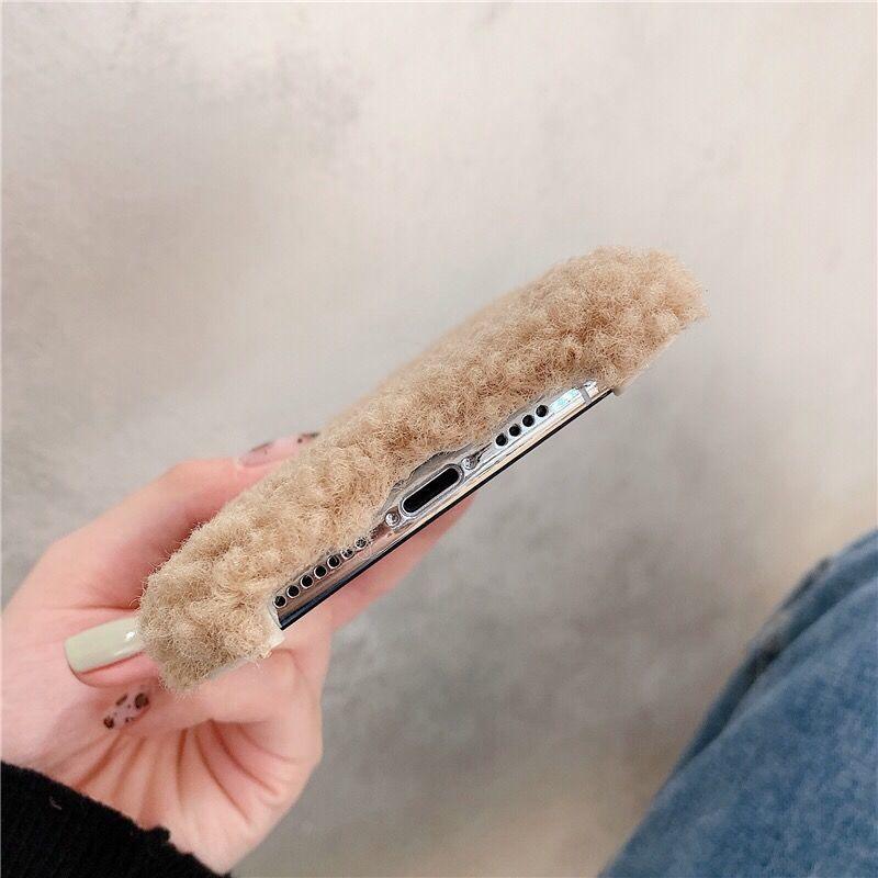 Coque de téléphone en peluche ours brun mignon pour modèles d'iPhone