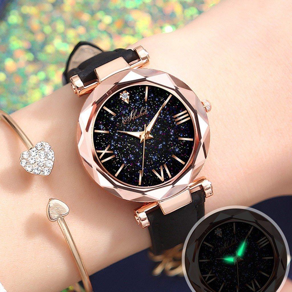 Montre à Quartz de Luxe pour Femmes avec Détails Fluorescents