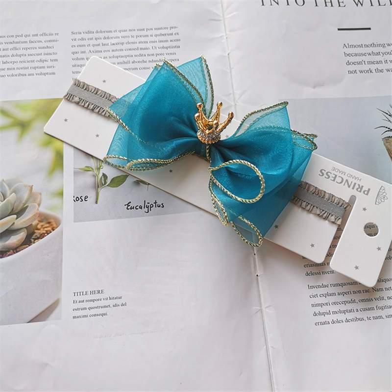 Luxury Pearl Handmade Bowknot Crown Headband for Baby Girls