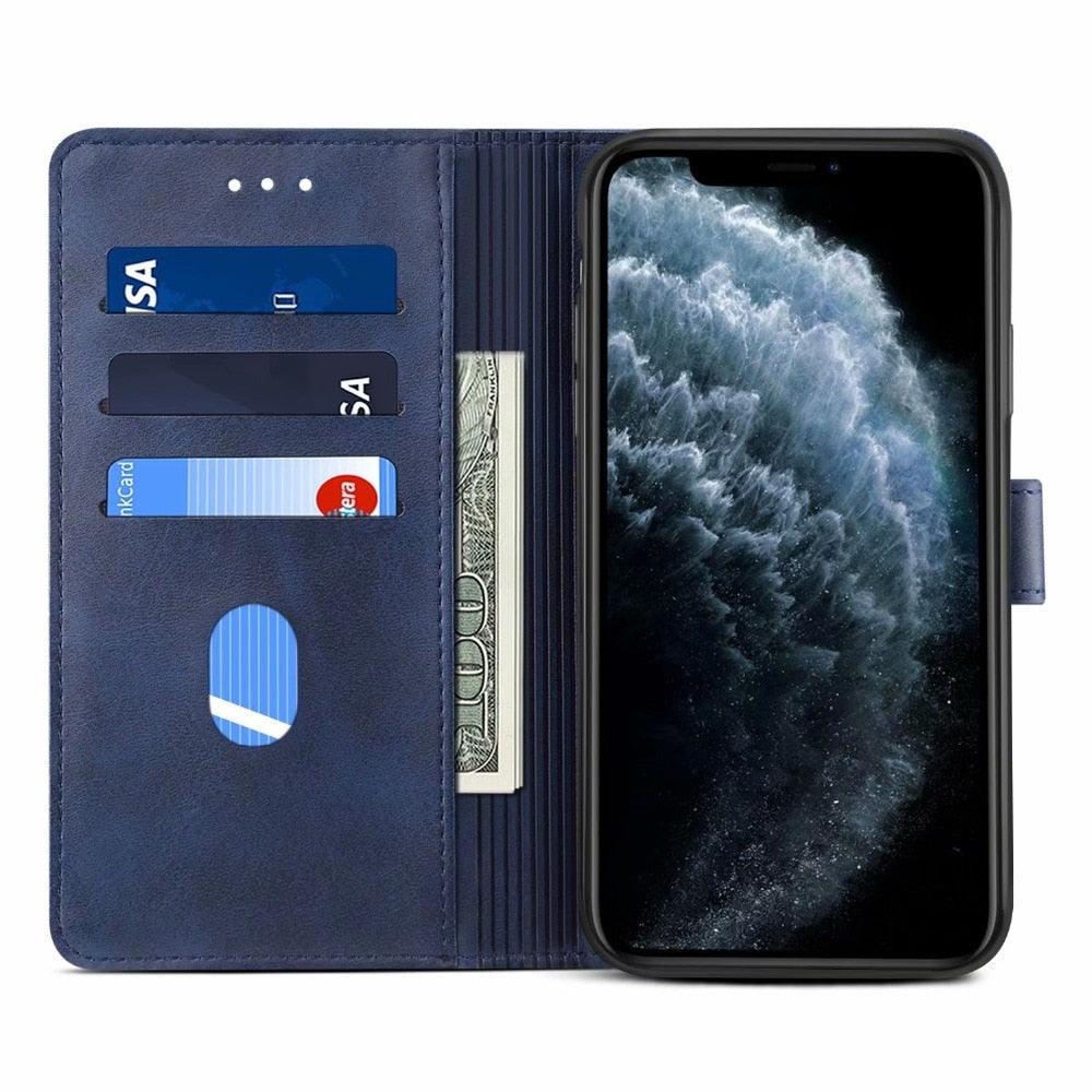 Luxury Red Leather Magnetic Flip Case for iPhone