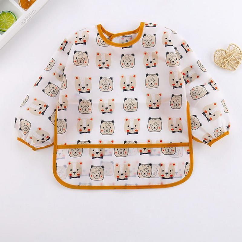 Adorable Waterproof Long Sleeve Baby Feeding Smock with Cartoon Design - Korvel