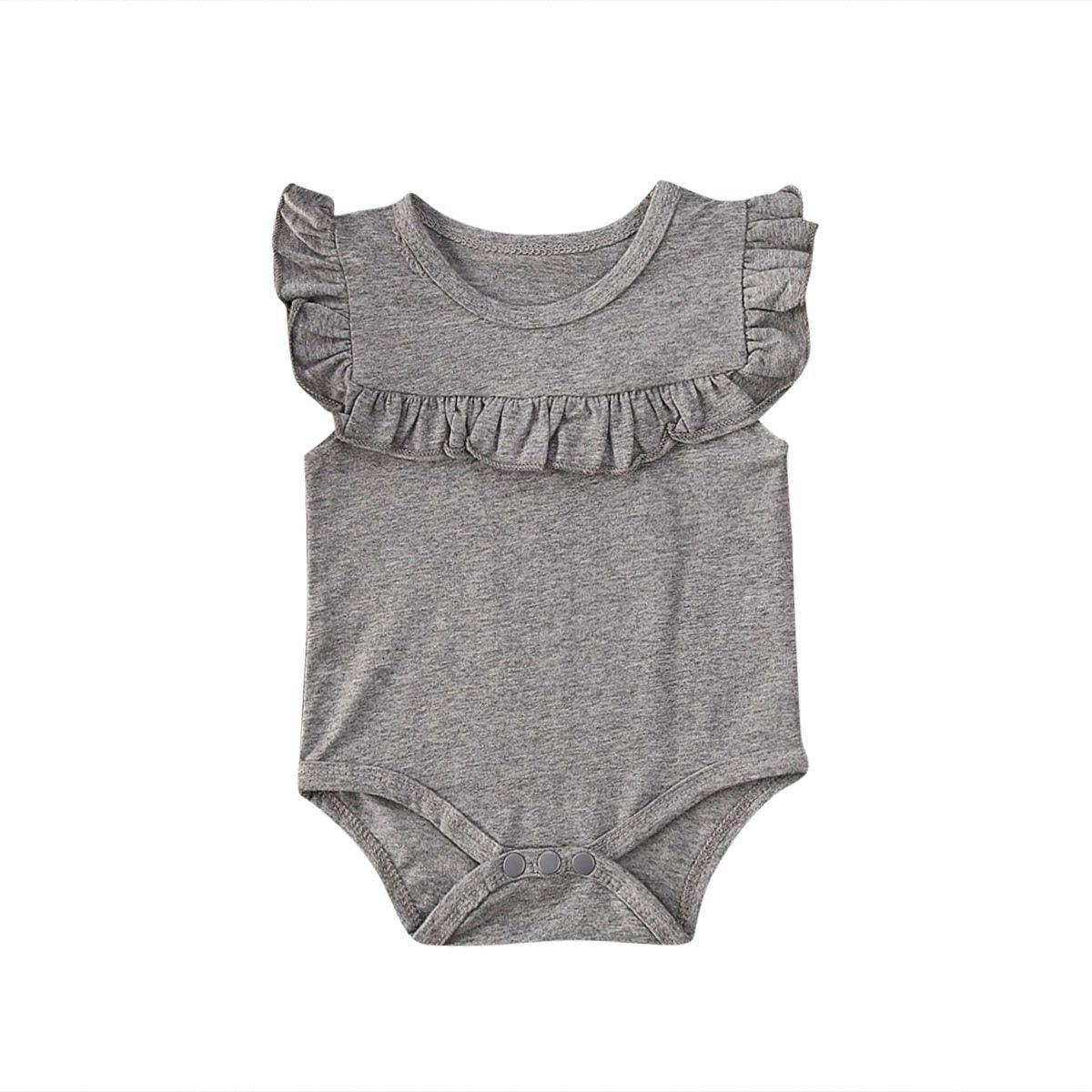Ruffled Sleeveless Bodysuit for Newborn Baby Girls