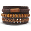 Vintage Black Bead Leather Bracelet for Men and Women