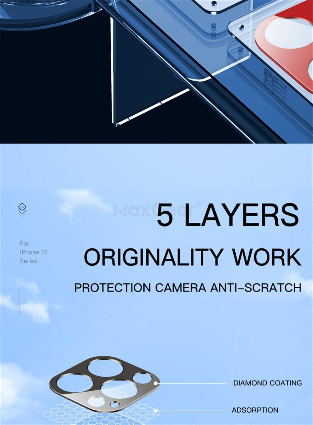 Protector de Lente de Cámara de Vidrio Templado para iPhone 12 y 11 Series
