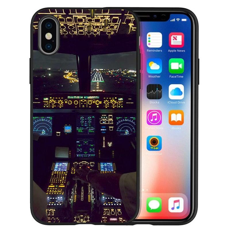 Funda de Silicona Negra para Teléfono de Cockpit de Aeronave para iPhone
