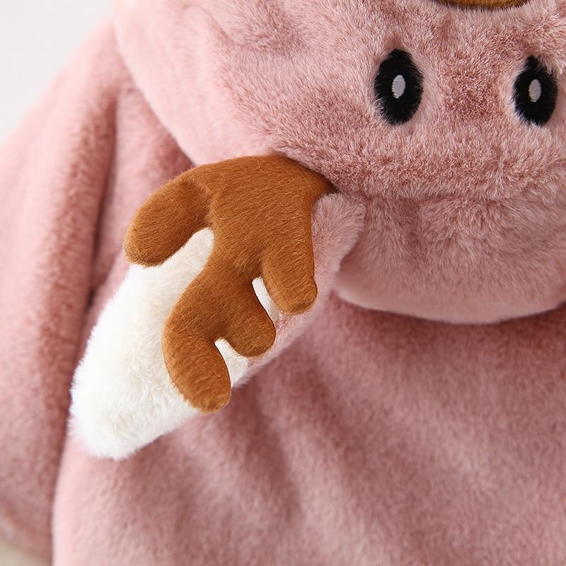 Manteau à capuche en cartoon d'élan mignon et luxueux pour filles bébés