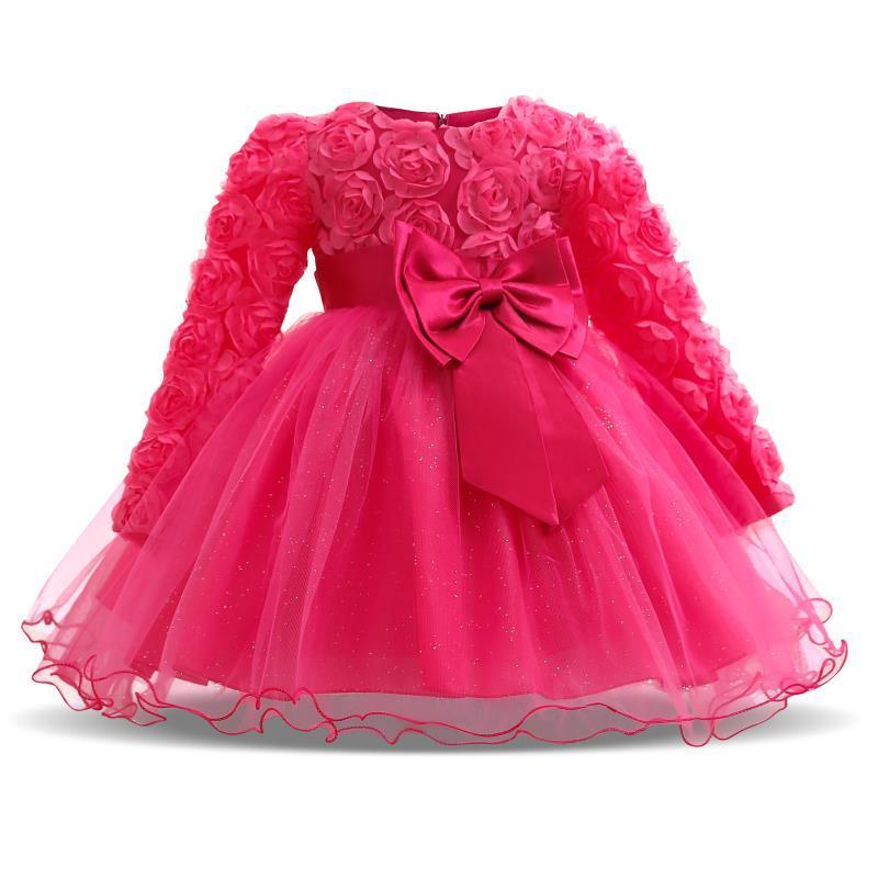 Luxury Handmade Pink Dress for Baby Girls' First Birthday