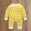 Floral Dinosaur Car Printed Baby Romper - Long Sleeve