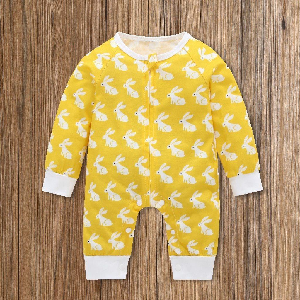 Floral Dinosaur Car Printed Baby Romper - Long Sleeve