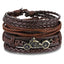 Vintage Black Bead Leather Bracelet for Men and Women