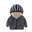 Stylish Striped Baby Cardigan with Velvet Lining
