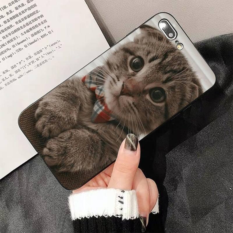 Cute Cat Black Phone Case for iPhone - Slim Fit Silicone Cover