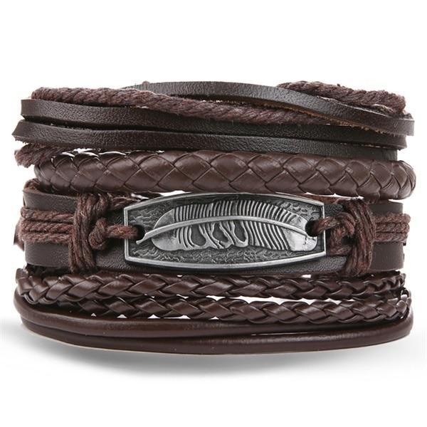 Vintage Black Bead Leather Bracelet for Men and Women