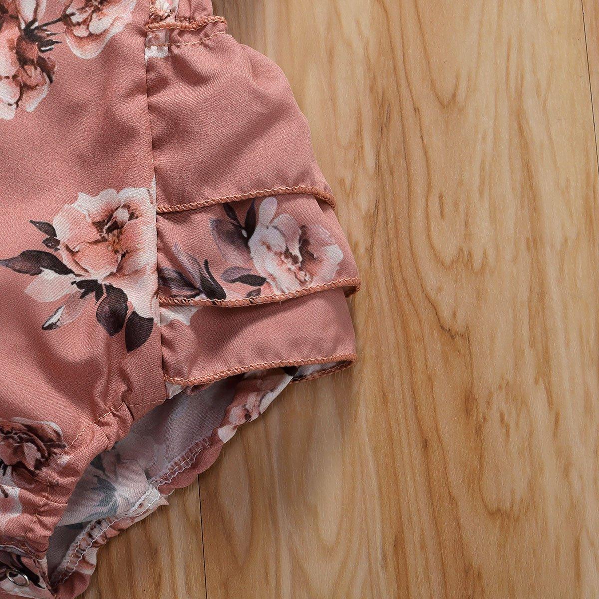 Combinaison à volants imprimée florale pour bébés filles avec bandeau