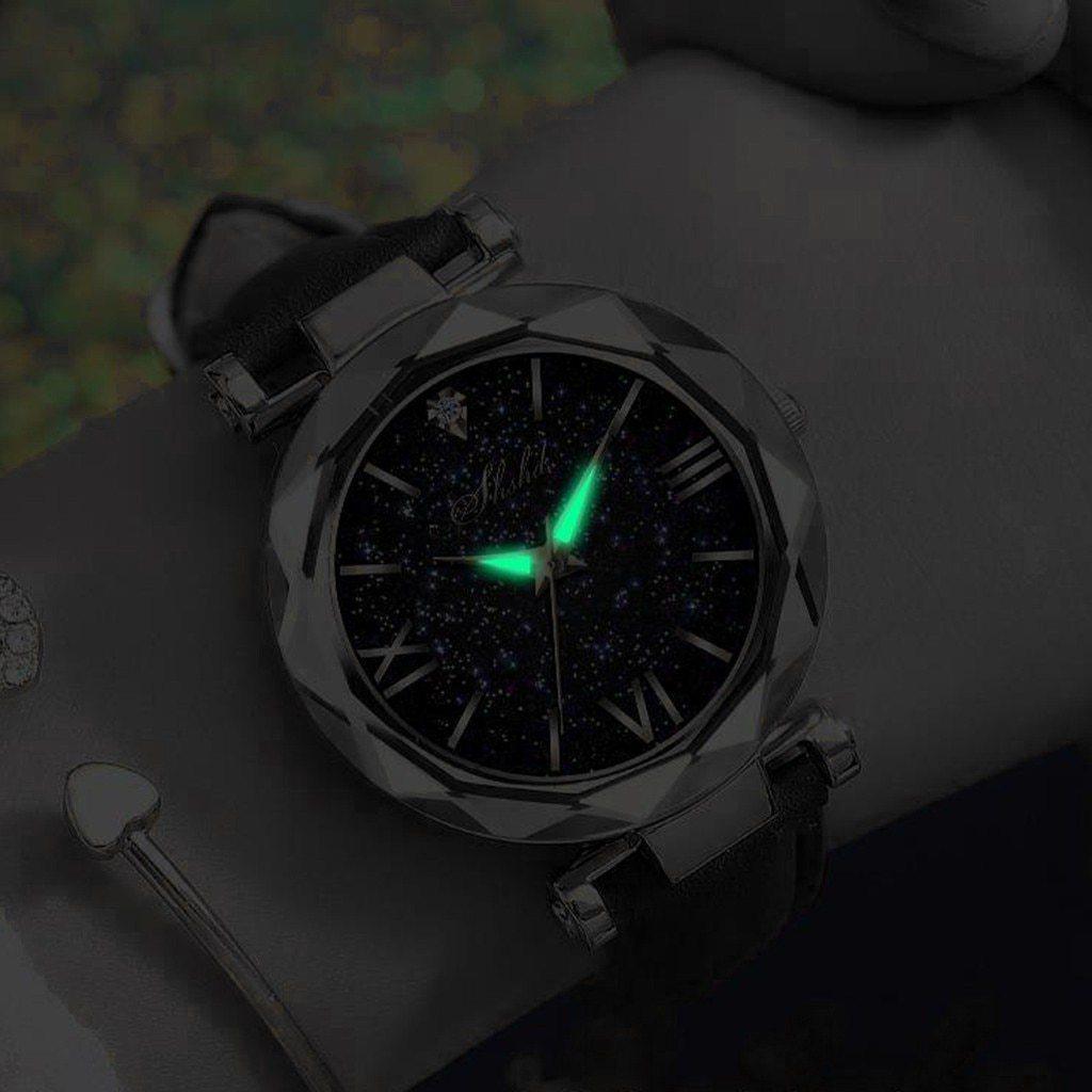 Montre à Quartz de Luxe pour Femmes avec Détails Fluorescents