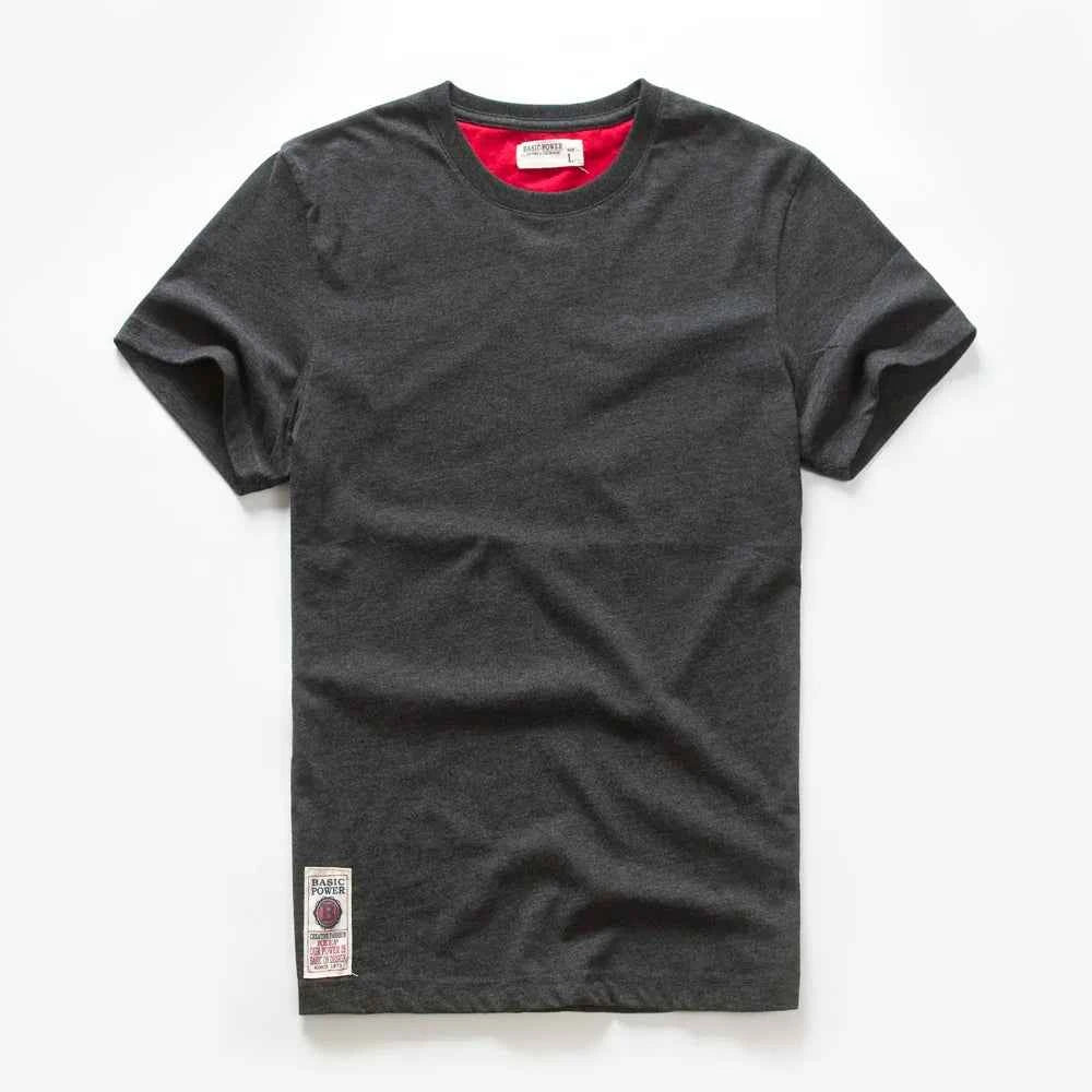 Camiseta Clásica de Algodón para Hombre con Cuello Redondo Sólido