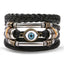 Vintage Black Bead Leather Bracelet for Men and Women