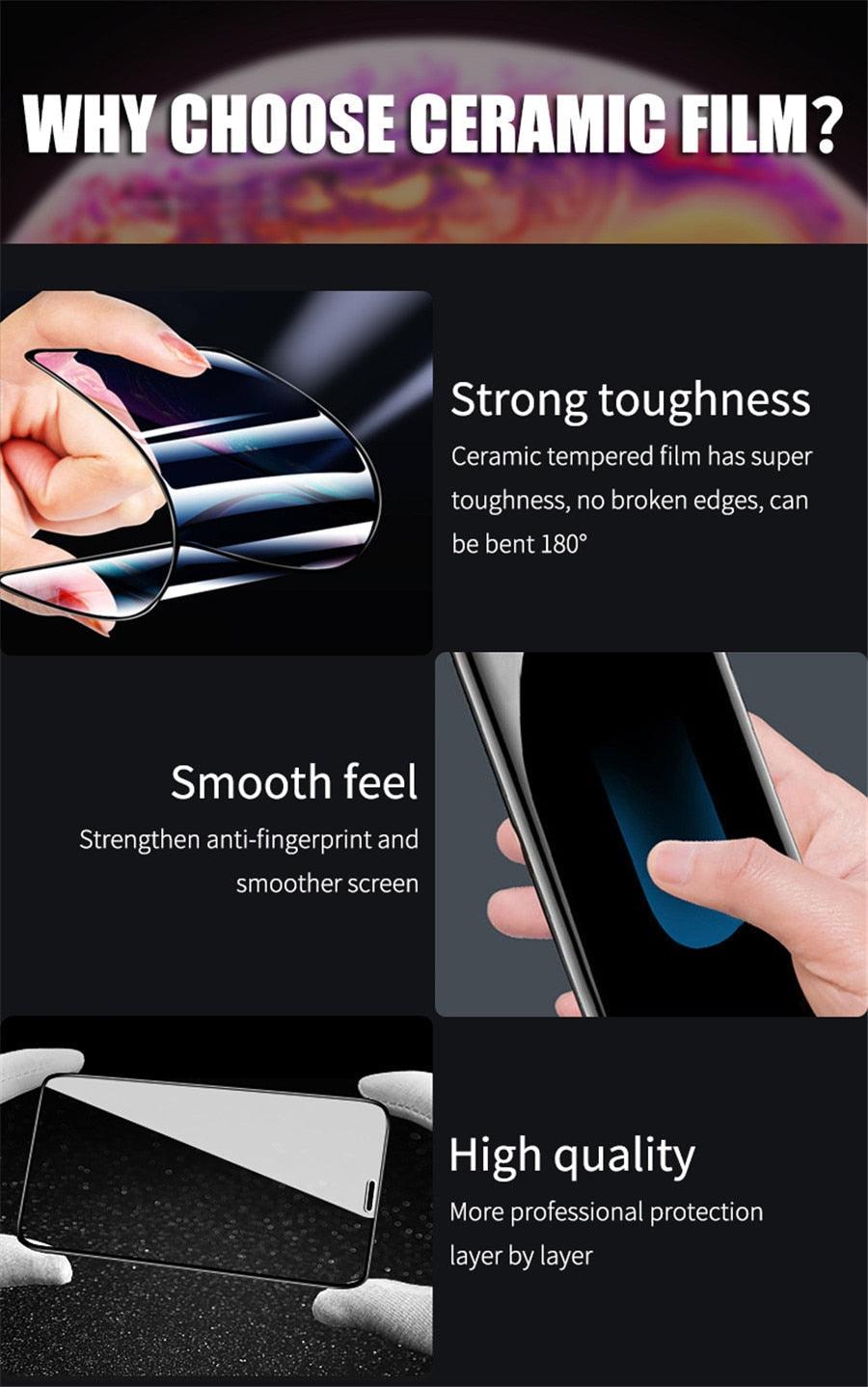 Protecteur d'écran en céramique pleine couverture premium pour iPhone