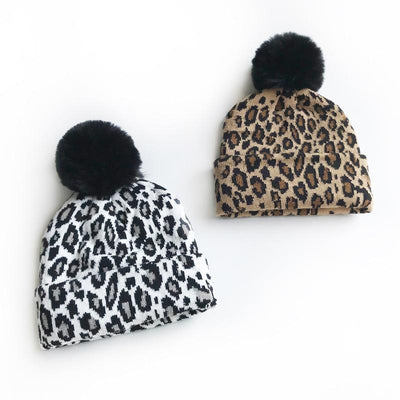 Elegant Leopard Design Winter Hats for Mothers and Children