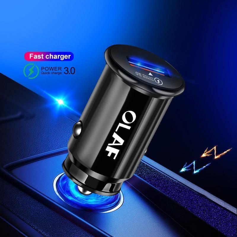 Chargeur de voiture Mini Blanc Quick Charge 3.0 - Adaptateur USB à charge rapide
