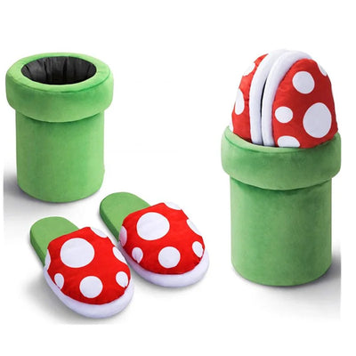 Super Mario Bros Piranha Plant Plush Slippers