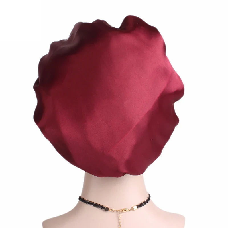 1pc Adjust Solid Satin Bonnet Hair Styling Cap Long Hair Care Women Night Sleep Hat Silk Head Wrap Shower Cap Hair Styling Tools - Korvel