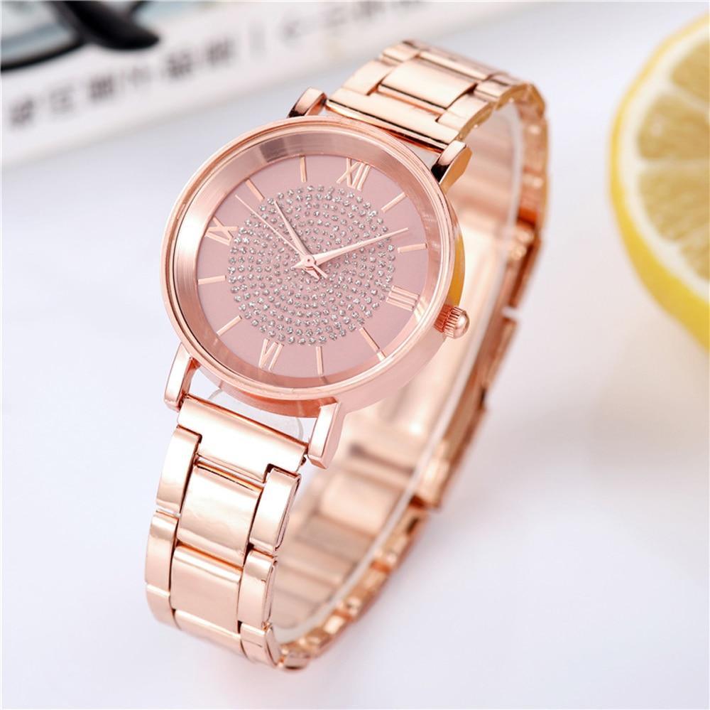 Montre de Luxe Femme en Or Rose STEVVEX avec Accents en Diamant