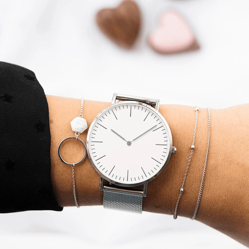 Montre en acier inoxydable ultra fine unisexe