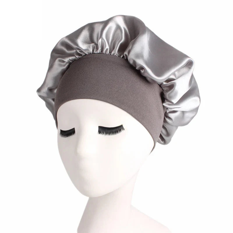 1pc Adjust Solid Satin Bonnet Hair Styling Cap Long Hair Care Women Night Sleep Hat Silk Head Wrap Shower Cap Hair Styling Tools - Korvel