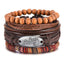 Vintage Black Bead Leather Bracelet for Men and Women
