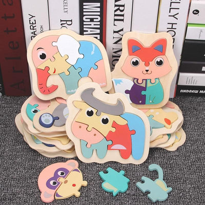 Colorful Wooden Animal Puzzle for Toddlers - Educational Fun