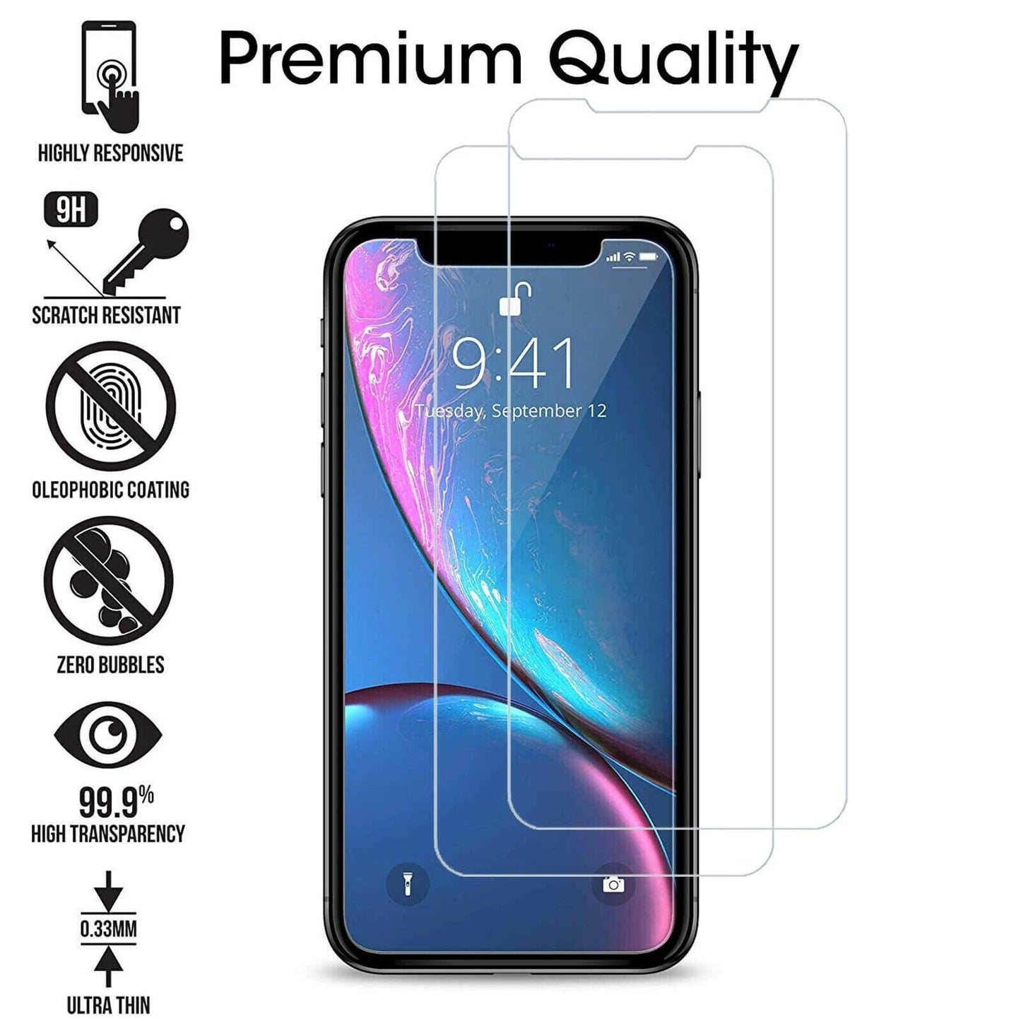 Protector de Pantalla de Vidrio Templado de 3 Paquetes para iPhone 12 y Más
