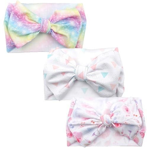 Conjunto de 3 Diademas de Lujo Hechas a Mano para Niñas con Lazos Grandes