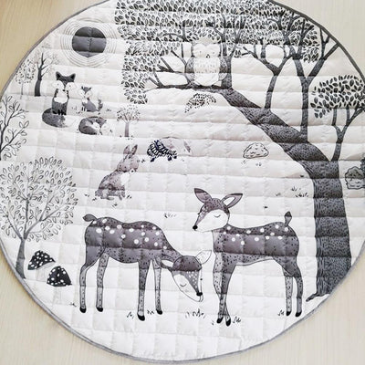 Nordic Forest Animals Print Soft Cotton Baby Play Mat