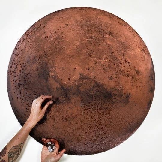 Rompecabezas redondo moderno de 1000 piezas - Luna y planetas